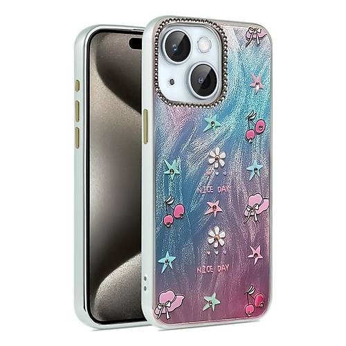 iPhone 15 Plus K�l�f Blade Aynal� Desenli Kapak - Desen 4