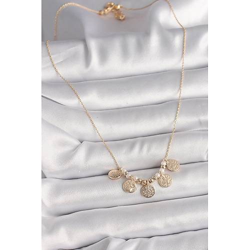 Pirin� Gold Renk 5'Li Osmanl� Tu�ra Fig�r �nci Detay Kad�n Kolye