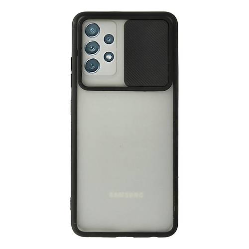 Galaxy A72 K�l�f Palm Buzlu Kamera S�rg�l� Silikon - Siyah