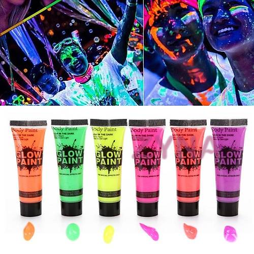 Neonlu Glow Parti Y�z Boyas� 6 Renk 6 Adet