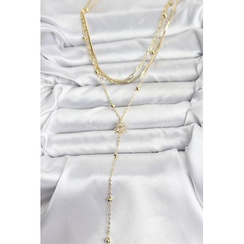 Pirin� Gold Renk Kutup Y�ld�z� Model Detayl� 3'l� Kombin Y Kad�n Kolye