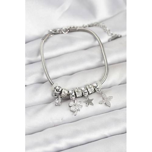 G�m�� Renk Pirin� Yonca Charml� Kad�n Bileklik