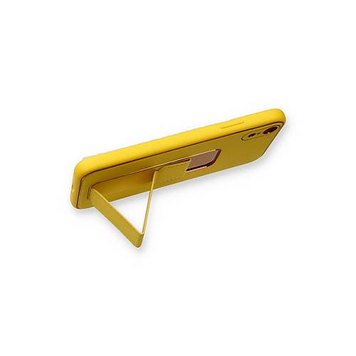 iPhone XR K�l�f Coco Deri Standl� Kapak - Sar�