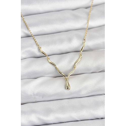 Pirin� Gold Renk Damla Model Kad�n Kolye