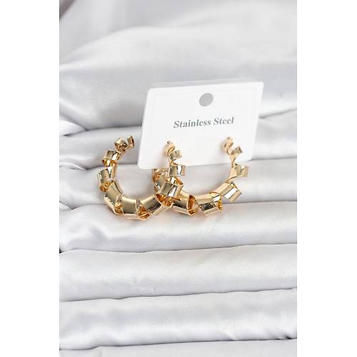 316L �elik Gold Renk Spiral Halka Kad�n K�pe
