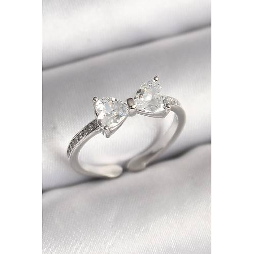 Pirin� G�m�� Renk Zirkon Ta�l� Kalp Fiyonk Model Kad�n Y�z�k