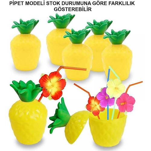 Ananas Hawaii Luau Aloha Pipetli ��ecek Kab� Bardak 10x13 cm 1 Adet