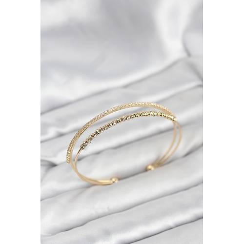 Dorika Model Pirin� Gold Renk Kad�n Bileklik
