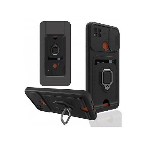 Redmi 9C K�l�f Zuma Kartvizitli Y�z�kl� Silikon - Siyah