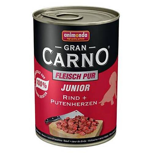 GranCarno Junior S���r Etli ve Hindi Y�rekli Yavru K�pek Konservesi 400 Gr