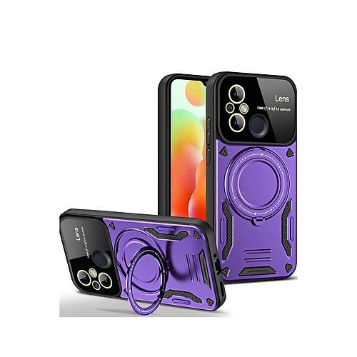 Redmi 12C K�l�f Joy Lens Standl� Kapak - Mor