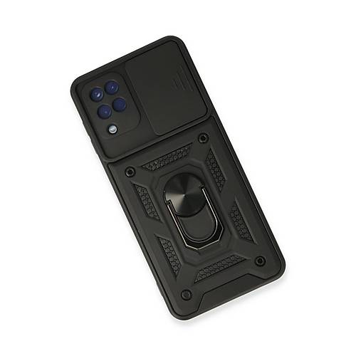 Galaxy A22 K�l�f Pars Lens Y�z�kl� Silikon - Siyah