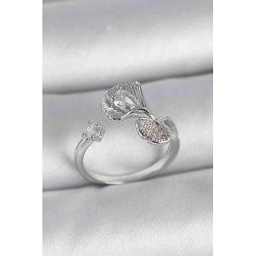 Pirin� G�m�� Renk Zirkon Ta�l� Deniz Kabu�u Model Ayarlanabilir Kad�n Y�z�k