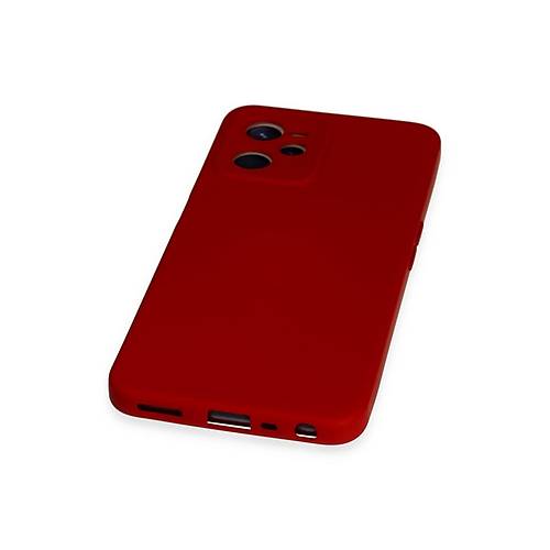 Realme C35 K�l�f Nano i�i Kadife Silikon - K�rm�z�