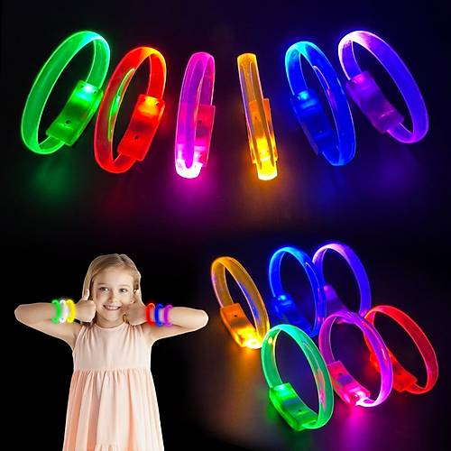 Festival & Parti LED Bileklik Bask� Yap�labilir 3 Farkl� Mod I��kl� 1 Adet