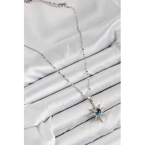 316L �elik Zirkon Ta�l� Kutup Y�ld�z� Model G�m�� Renk Kad�n Kolye