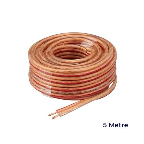 Elektrik Oto Tesisat Kablosu �iftli Biti�ik Kordon Saf Bak�r 2x0.75mm 5 Metre �effaf