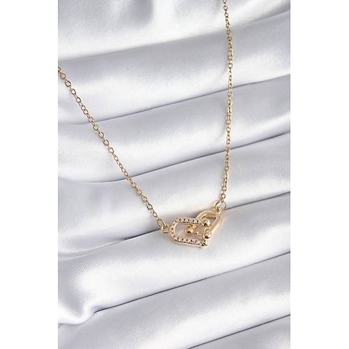 316L �elik Gold Renk Zirkon Ta�l� Model Kad�n Kolye
