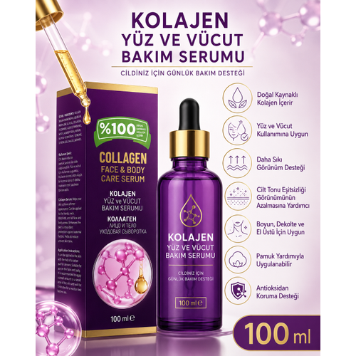 Kolajen Y�z ve V�cut Bak�m Serumu 100 ml Cilt Bak�m Serumu Do�al Kaynakl� Kolajen ��erikli