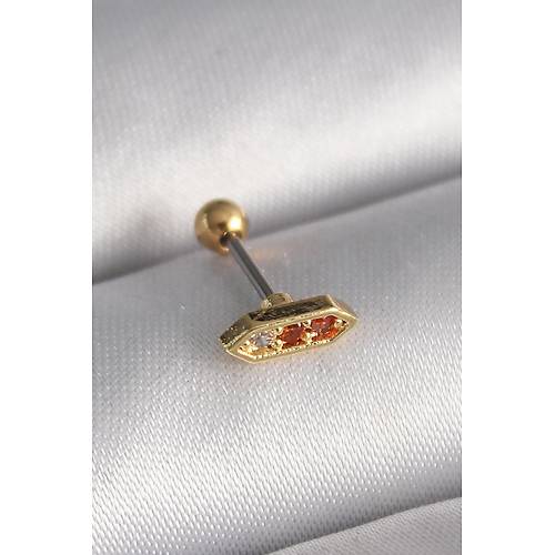 316L �elik Gold Renk Turuncu Zirkon Ta�l� Tragus Piercing