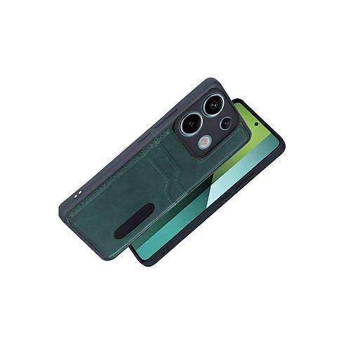 Redmi 15C 4G Sara Kartvizitli Deri K�l�f - Ye�il