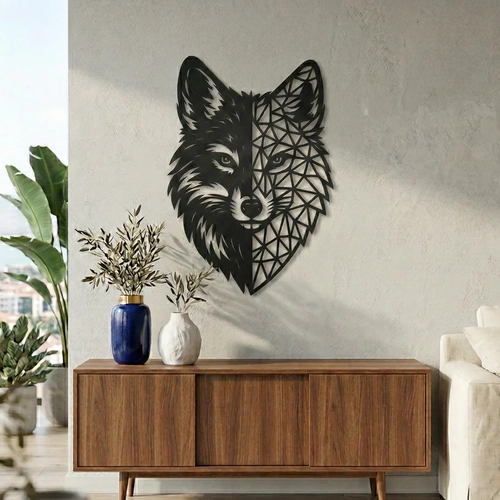 Geometrik Kurt Duvar Tablosu MDF Lazer Kesim Modern Duvar S�s� Minimal Hayvan Fig�rl� Dekor