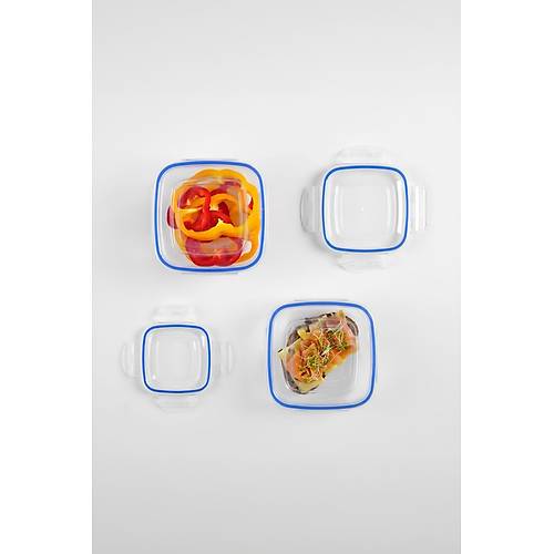Kare 10 Par�a Contal� Vakumlu S�zd�rmaz Hava Almaz Saklama Kab� Seti 2x(3750/2400/1500/900/500 ml)