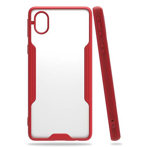 Galaxy A01 Core K�l�f Platin Silikon - K�rm�z�