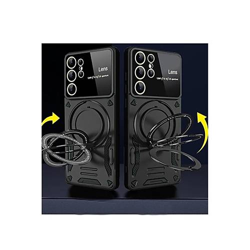 Galaxy S24 Ultra K�l�f Joy Lens Standl� Kapak - Mor