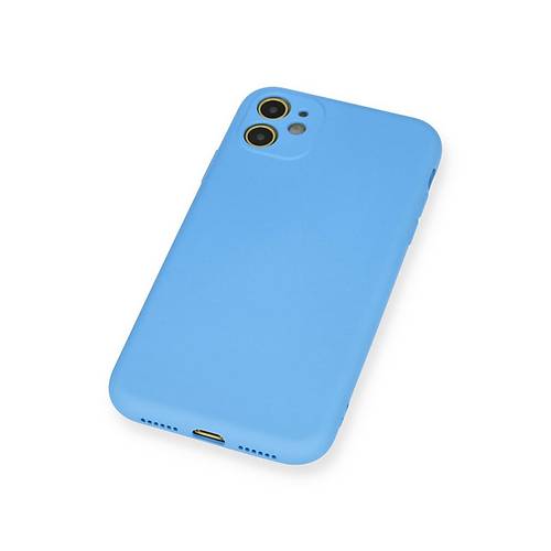 iPhone 11 K�l�f Nano i�i Kadife Silikon - Mavi