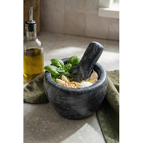 Do�al Mermer G�r�n�ml� Havan ve Tokmak Seti (7x8 cm)