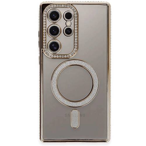 Galaxy S24 Ultra K�l�f Joke Simli Magneticsafe K�l�f - Gold