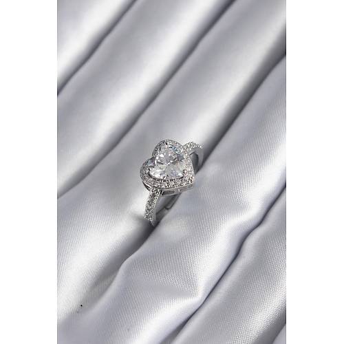 Pirin� G�m�� Renk Zirkon Ta� Kalp Charm Model Kad�n Y�z�k