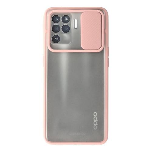 Reno 5 Lite K�l�f Palm Buzlu Kamera S�rg�l� Silikon - Pembe