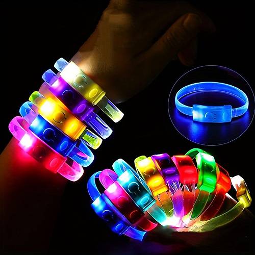 Festival & Parti LED Bileklik Bask� Yap�labilir 3 Farkl� Mod I��kl� 1 Adet