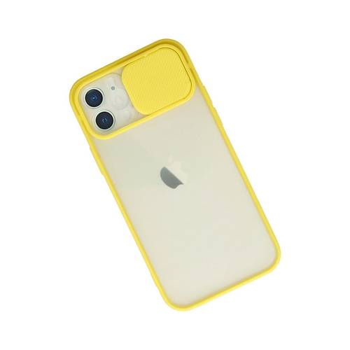 iPhone 12 K�l�f Palm Buzlu Kamera S�rg�l� Silikon - Sar�