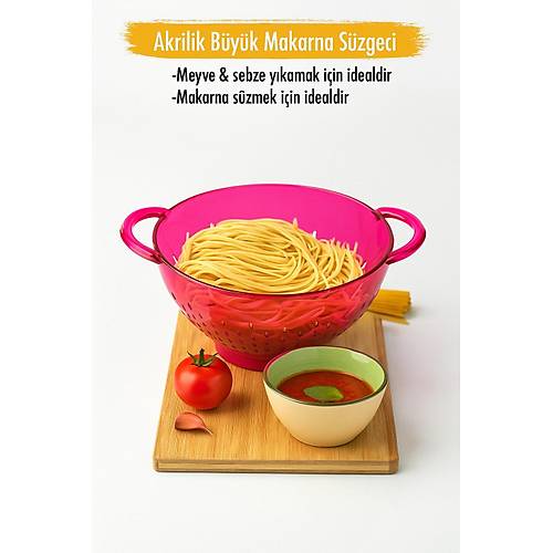 Akrilik Pembe Makarna S�zge�i & Sebze Meyve S�zge�i