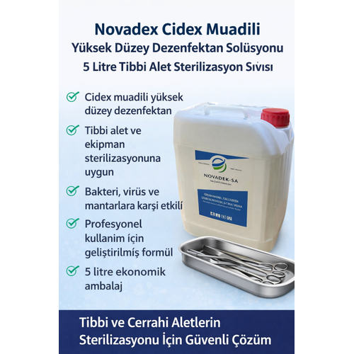 Novadex   Y�ksek D�zey Dezenfektan Sol�syonu 5 Litre T�bbi Alet Sterilizasyon S�v�s�