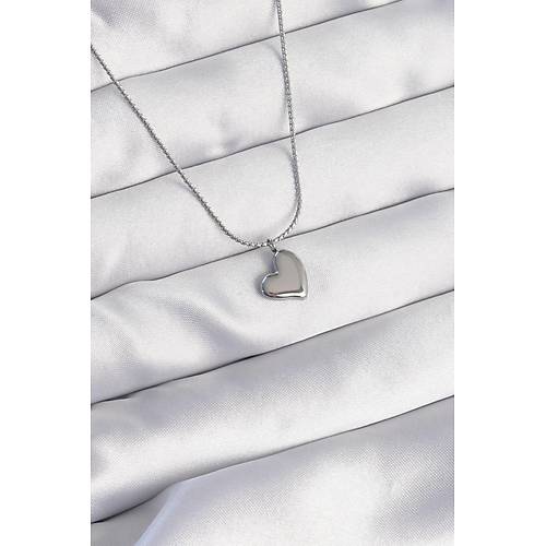 316L �elik G�m�� Renk Minimal Kalp Tasar�ml� Kolye