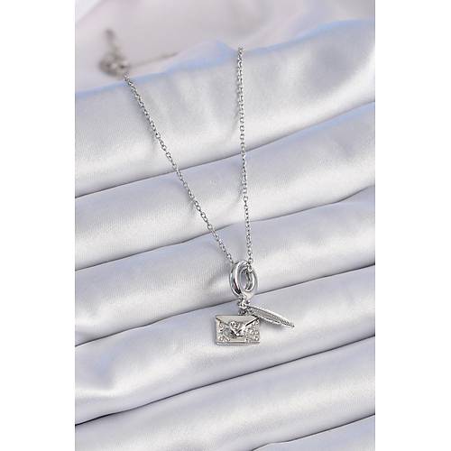 316L �elik G�m�� Renk Kalp Detay Mektup Fig�r Charm Model Kad�n Kolye