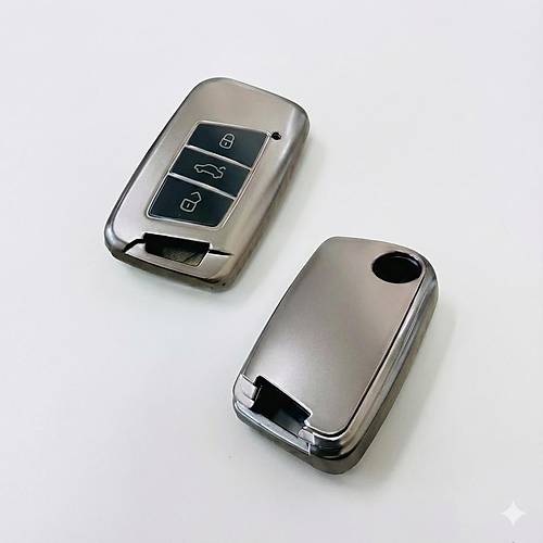 Volkswagen Passat B8 Uyumlu Smart 3 Buton Silikon Oto Anahtar Kumanda Kab� K�l�f Gri