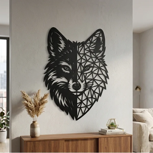 Geometrik Kurt Duvar Tablosu MDF Lazer Kesim Modern Duvar S�s� Minimal Hayvan Fig�rl� Dekor