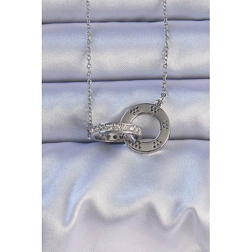 316L �elik G�m�� Renk Zirkon Ta�l� Kolye