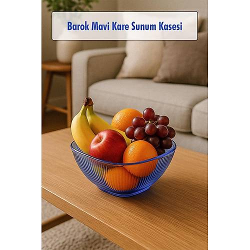 Barok Mavi Orta Boy Kare Kase & Sunum Kasesi - 1,5 Lt