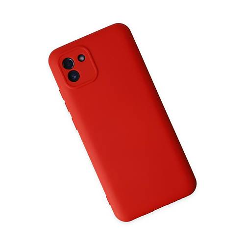 Galaxy A03 K�l�f Nano i�i Kadife Silikon - K�rm�z�