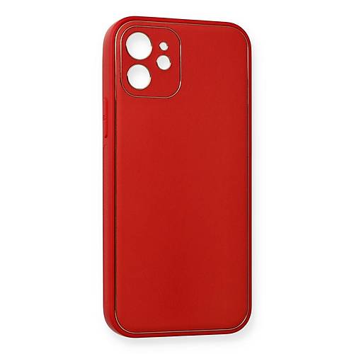 iPhone 12 Mini K�l�f Coco Deri Silikon Kapak - K�rm�z�