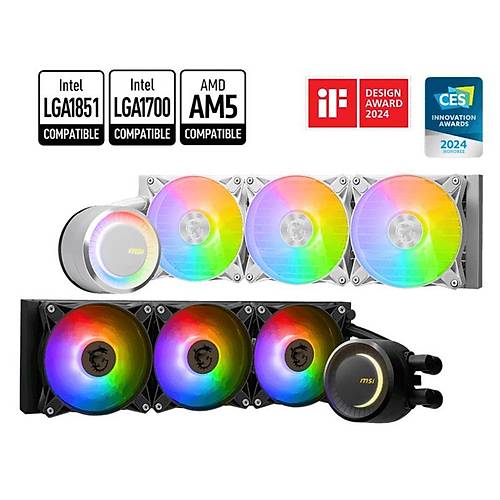 MSI MAG CORELIQUID E360 WHITE 360MM ARGB CPU SIVI SO�UTUCU (LGA 1150/1151/1155/1156/1200/1700/AM5 UYUMLU)