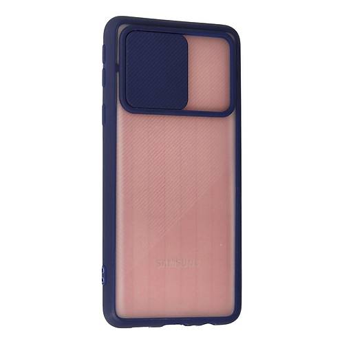 Galaxy A01 Core K�l�f Palm Buzlu Kamera S�rg�l� Silikon - Lacivert