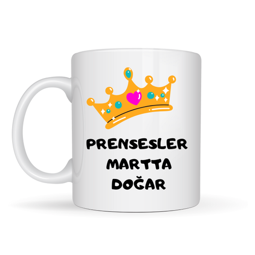 Prensesler Martta Do�ar Yaz�l� Kupa Model 247 Ta� Tasar�ml� Do�um Ay� Temal� Seramik Kahve Kupas�