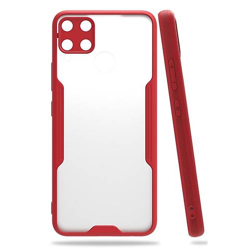 Realme C15 K�l�f Platin Silikon - K�rm�z�
